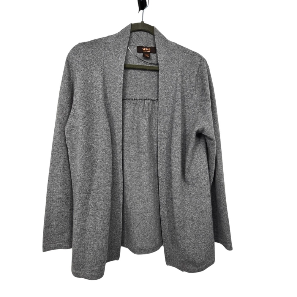 Victor Alfaro 100% Cashmere Open Cardigan Womens L Gray Minimalist Luxury Warm